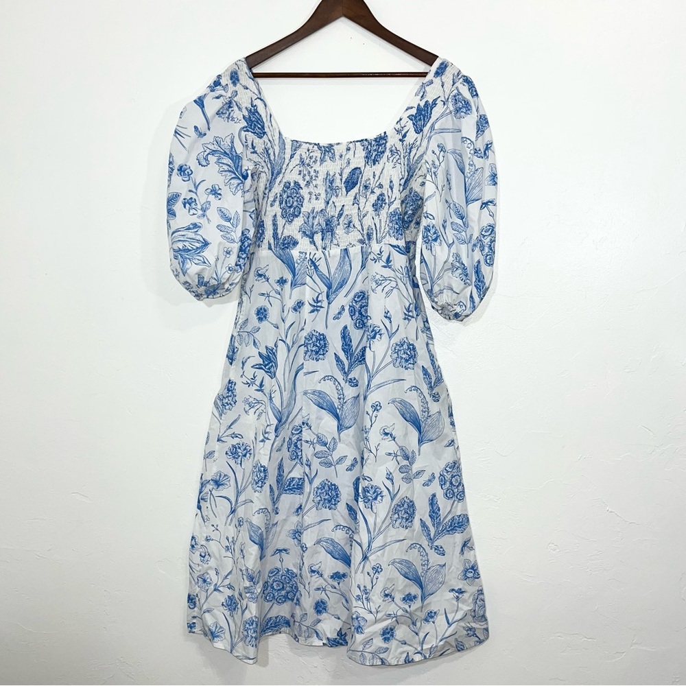 Olivia James The Label Floral Puff Sleeve Midi Dress Size Medium